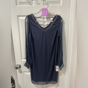 AGB women’s dress, evening, sequins trim, size 10, NWT, blue